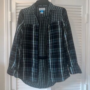 Columbia Womens Shirt Jacket Small Plaid Flannel Cinch Waist
